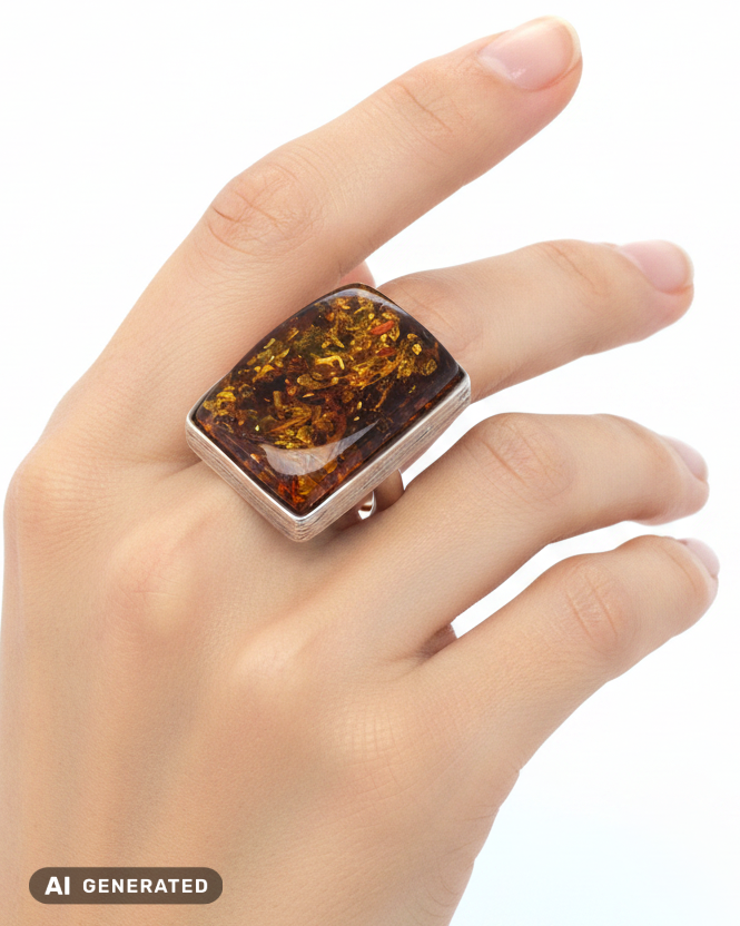 Eleganter Ring aus 925er Silber mit Seltenem Ostsee-Bernstein