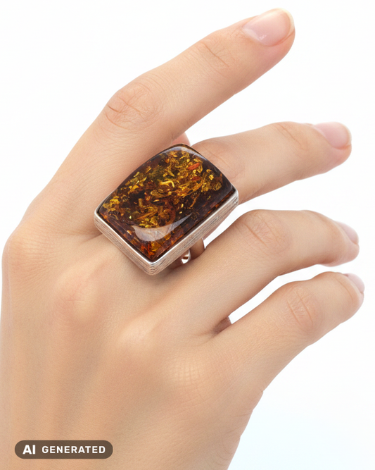 Eleganter Ring aus 925er Silber mit Seltenem Ostsee-Bernstein
