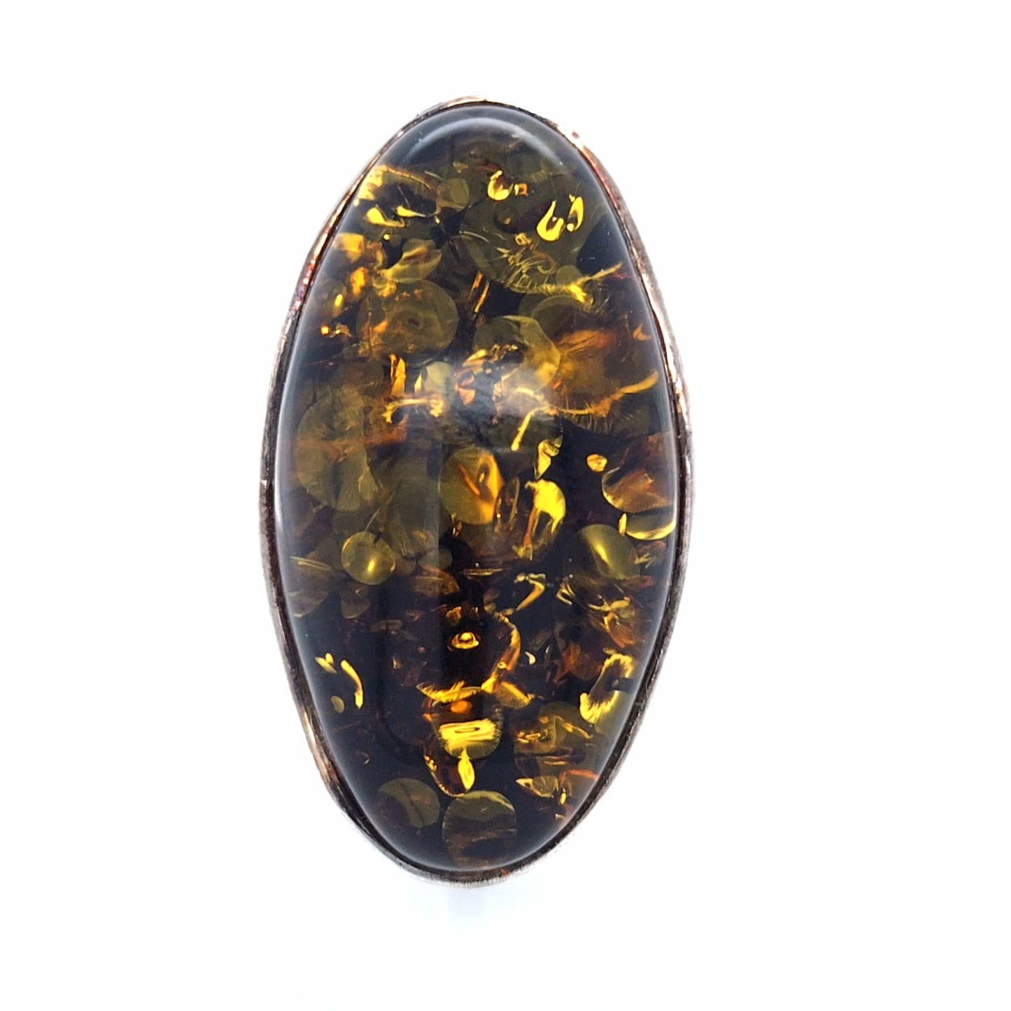 Einstellbarer Ring aus 925er Silber mit Seltenem Ostsee-Bernstein Grün