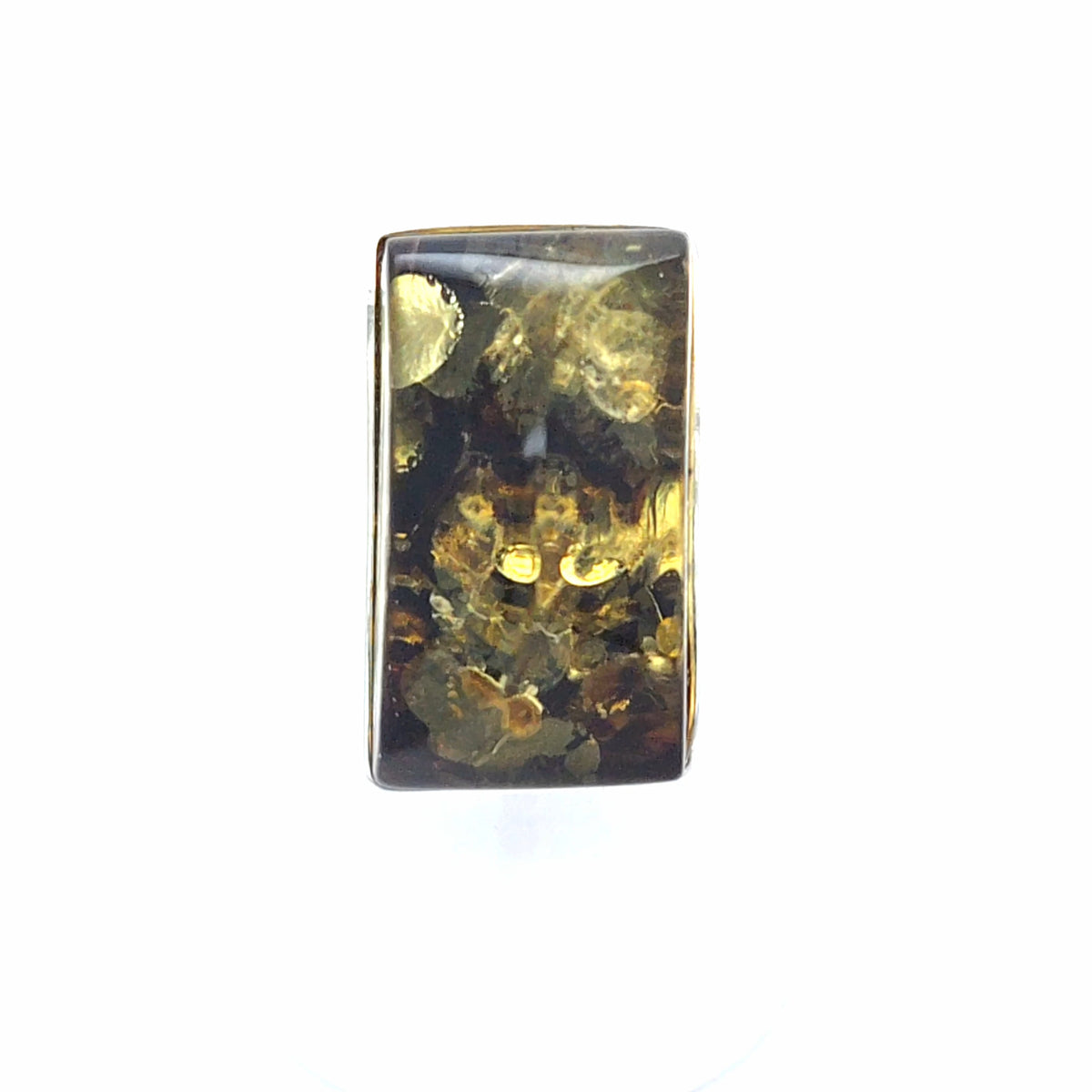 Handgearbeitertes Designer-Schmuckstück – Echter Natur-Stein im Kissen-Schliff mit Gold-Inklusionen