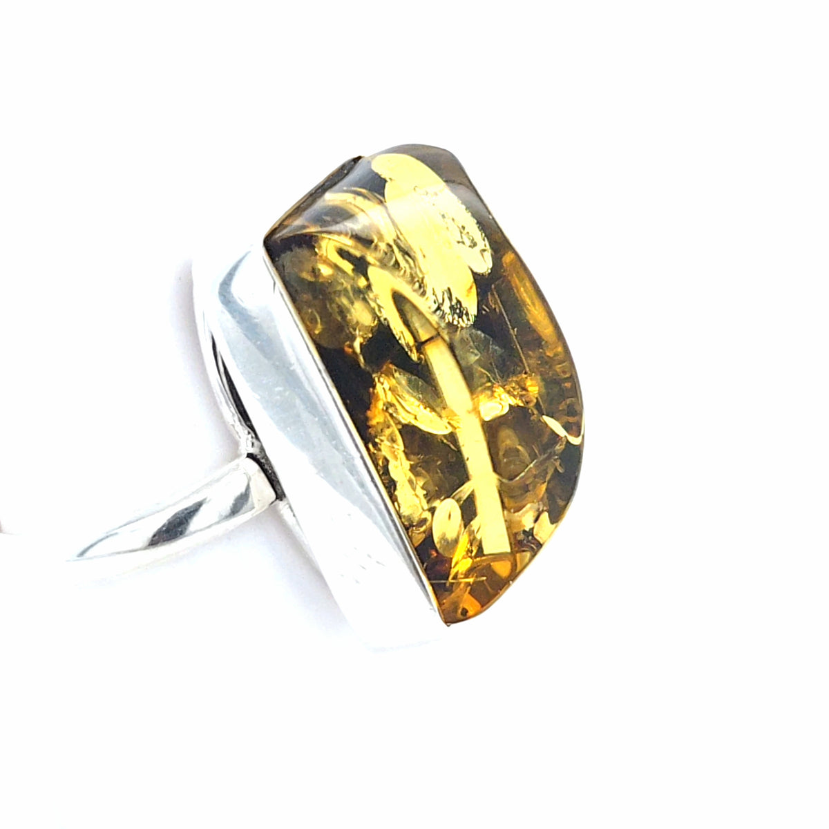 Handgearbeitertes Designer-Schmuckstück – Echter Natur-Stein im Kissen-Schliff mit Gold-Inklusionen