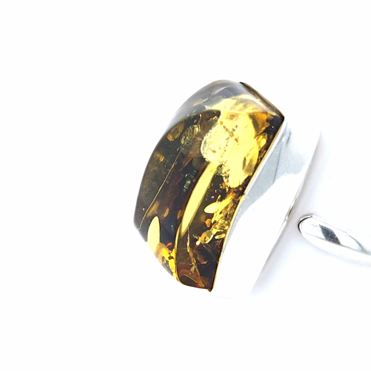 Handgearbeitertes Designer-Schmuckstück – Echter Natur-Stein im Kissen-Schliff mit Gold-Inklusionen