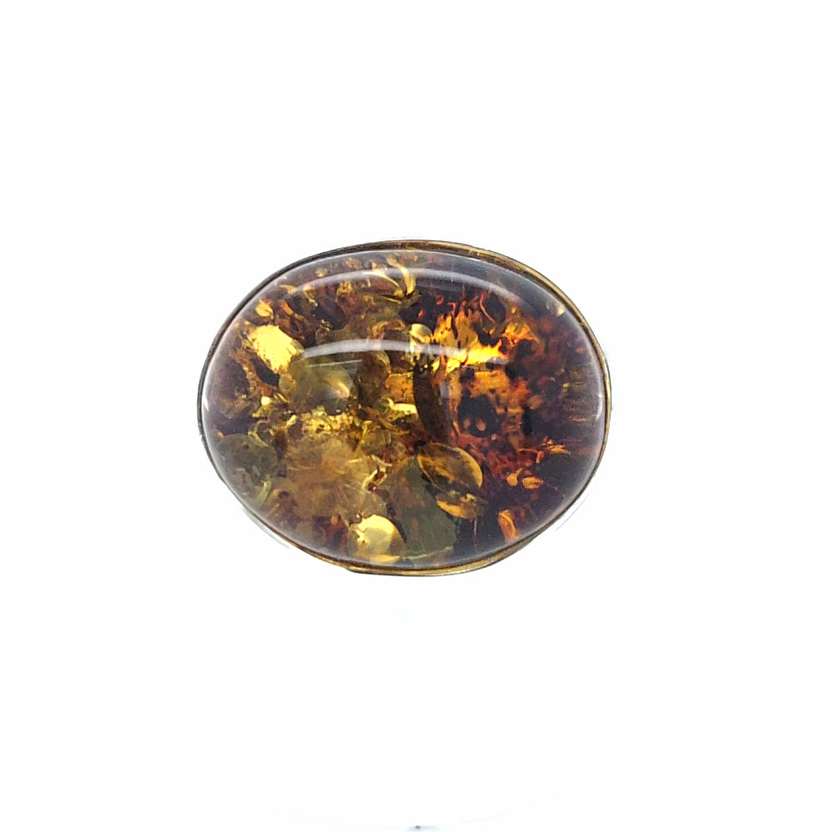Markanter Silberring Unikat – Offener Statement-Ring mit Bernstein