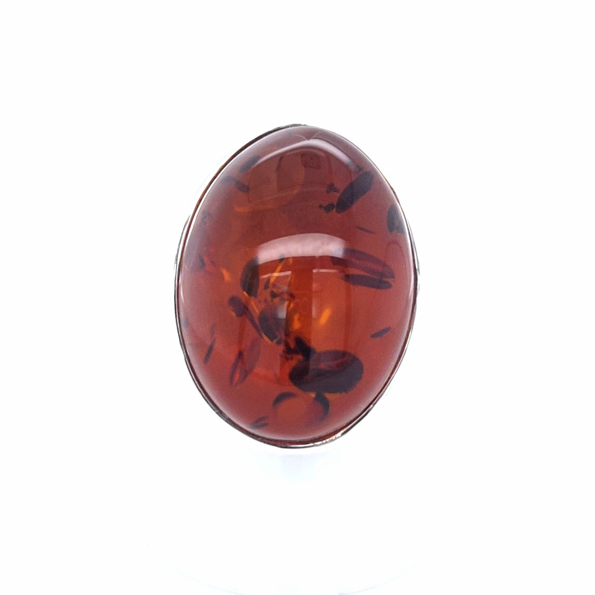 Ausdrucksstarker Bernstein-Ring in Silber – Modernes, offenes Design in leuchtendem Orange