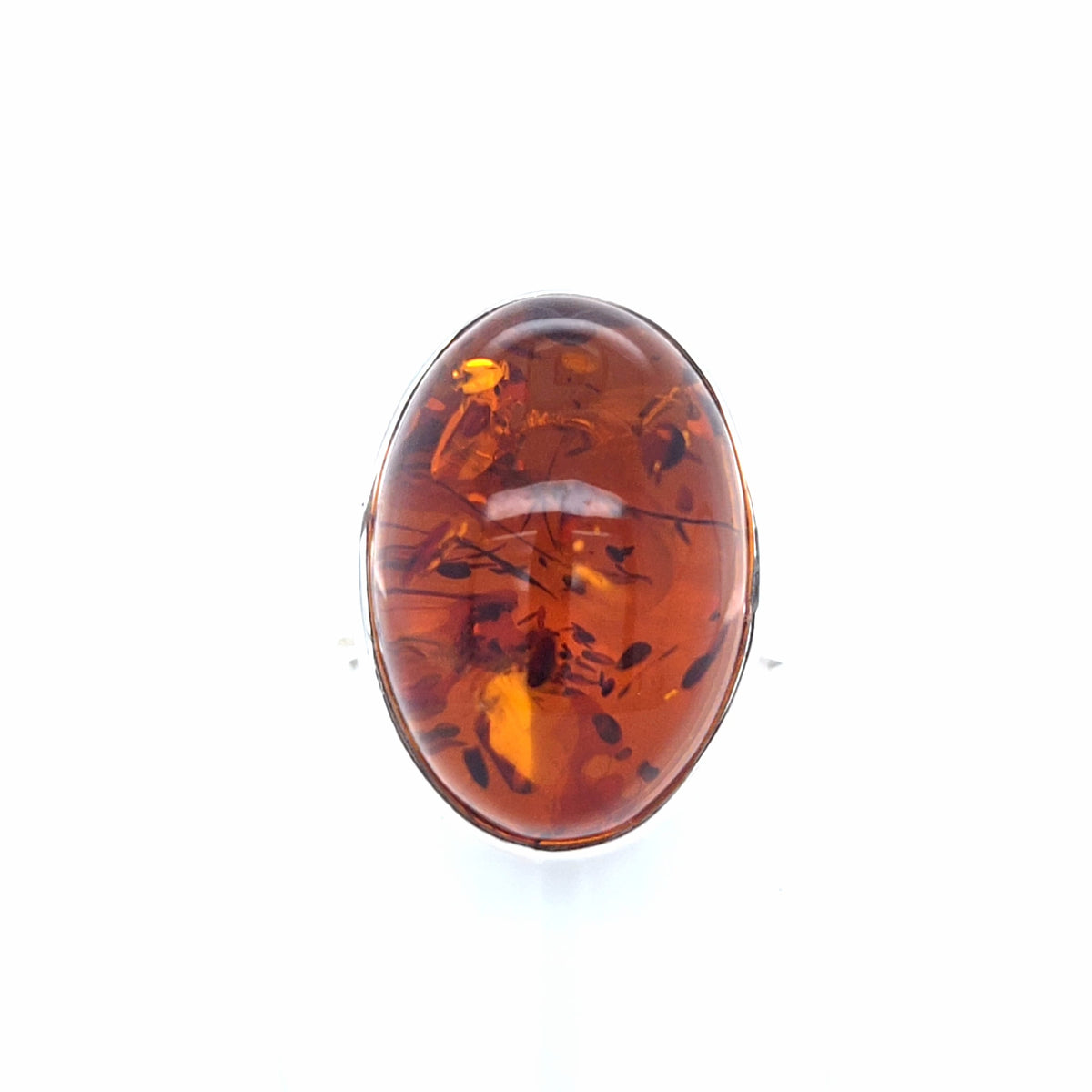 Ausdrucksstarker Bernstein-Ring in Silber – Markanter Naturstein mit flexibler Ringschiene