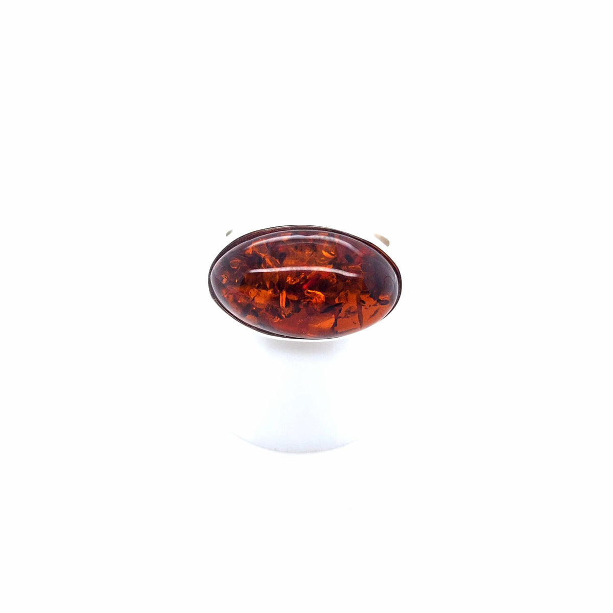 Zierlicher Bernsteinring in sattem Orange, 925er Silber – verstellbar