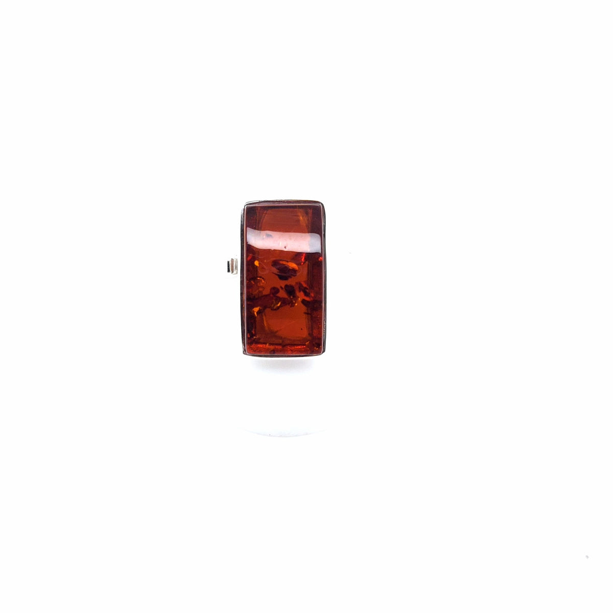 Rechteckiger Bernsteinring aus 925er Silber – sattes Orange, verstellbar