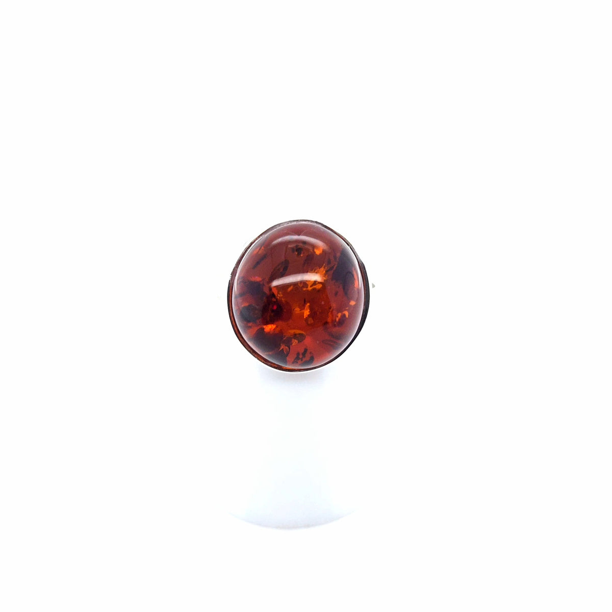 Runder Bernsteinring aus 925er Silber – sattes Orange, verstellbar