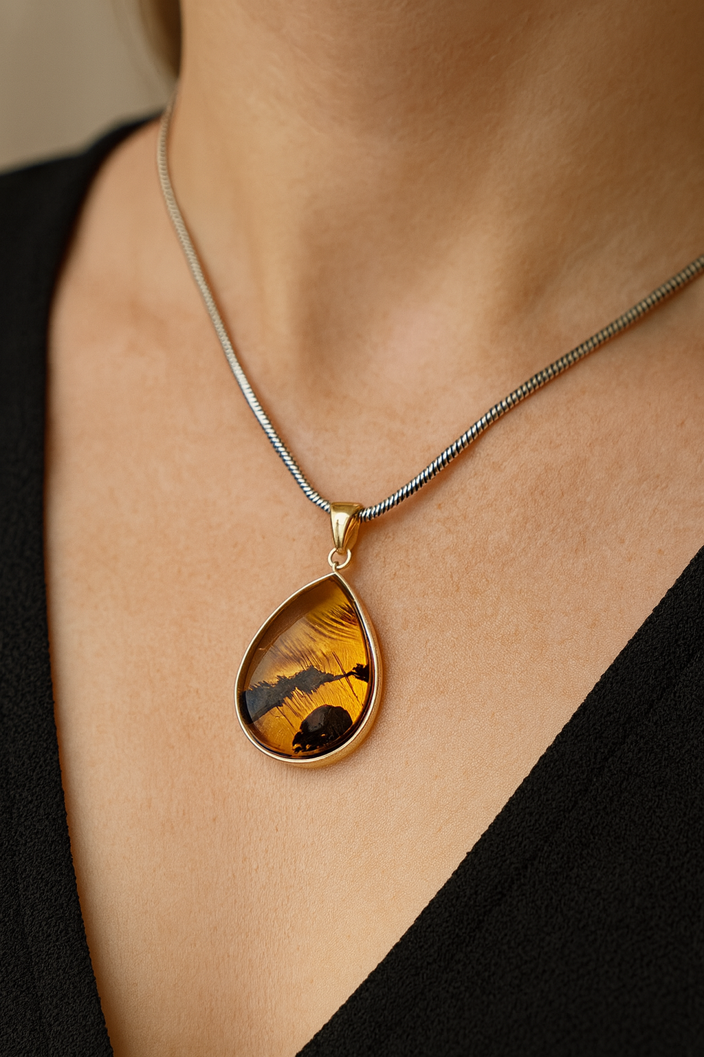 Exklusiver Bernsteinanhänger 925er Silber – Einzelstück