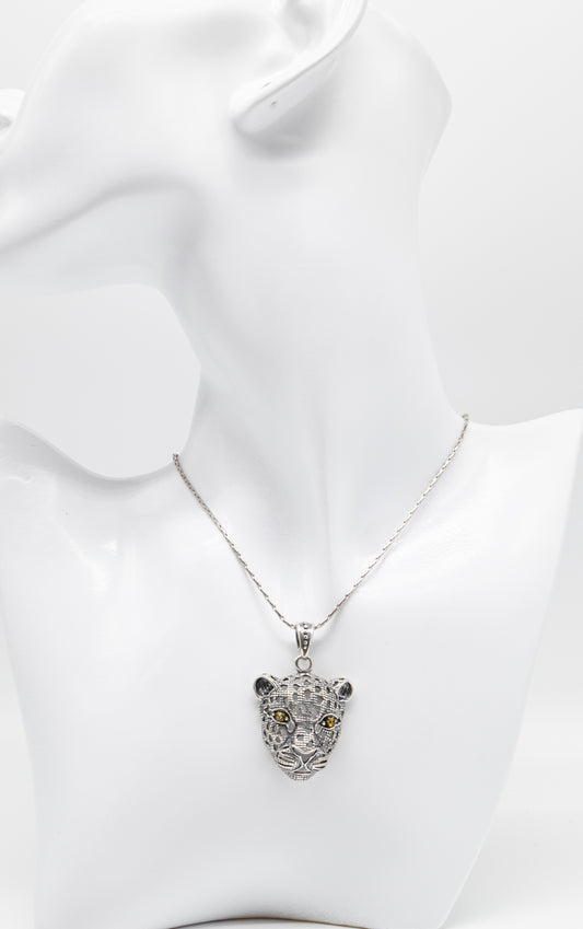 Bernstein Anhänger Leopardkopf – Geschenkidee