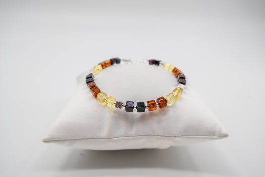 Silberarmband mit buntem Bernstein online kaufen