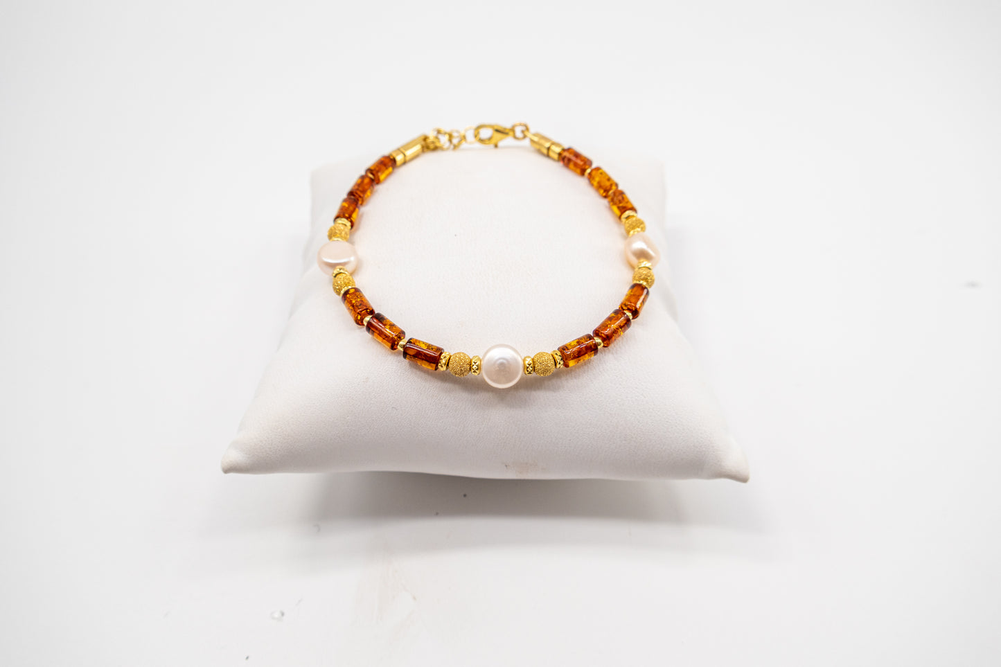 Vergoldetes Damenarmband mit Bernstein online bestellen