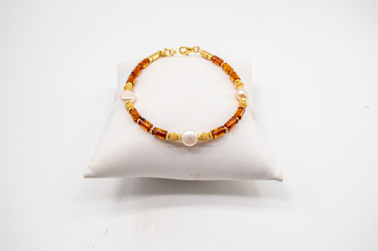 Vergoldetes Damenarmband mit Bernstein online bestellen
