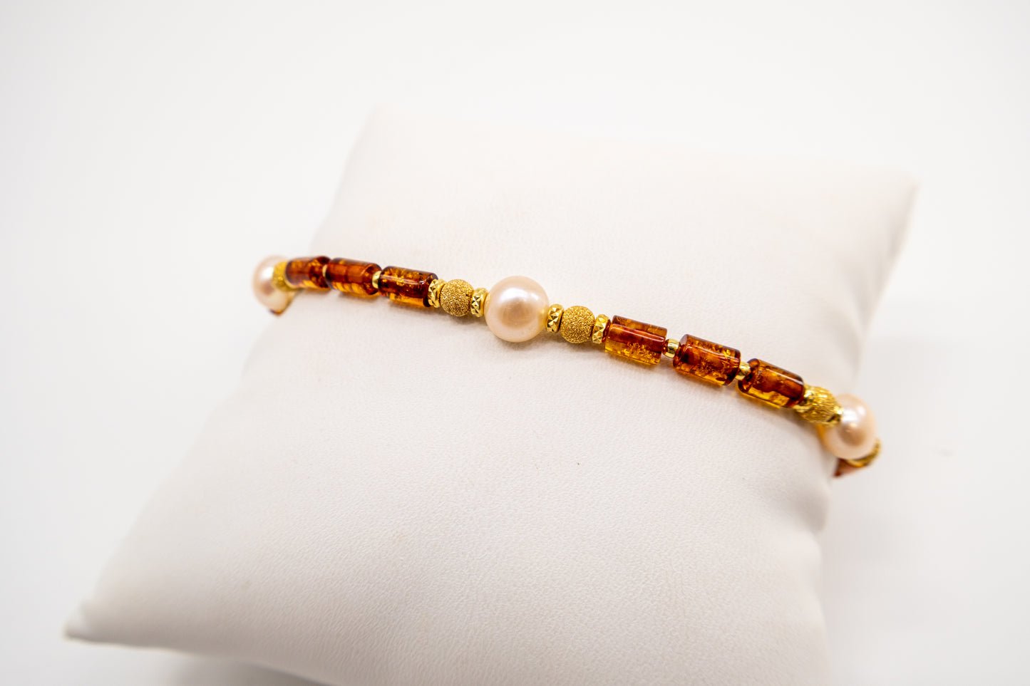 Vergoldetes Damenarmband mit Bernstein online bestellen
