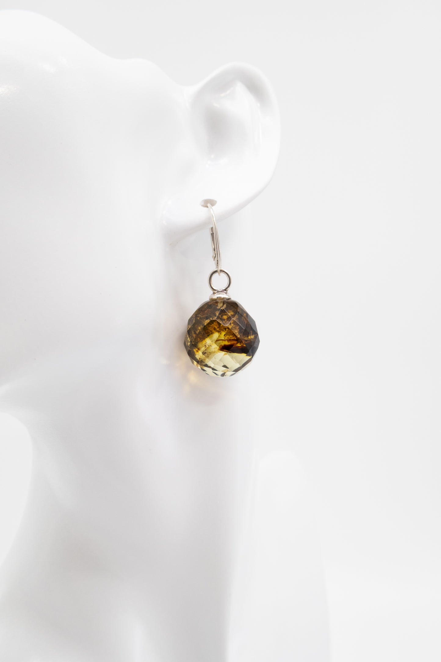 Handmade unique earrings with amber for women