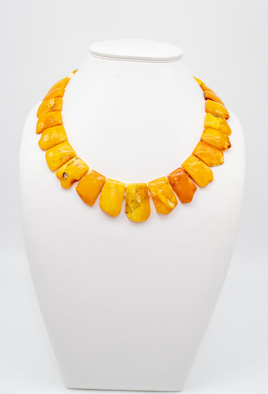 Unikat Collier aus gelbem Bernstein – 52 cm