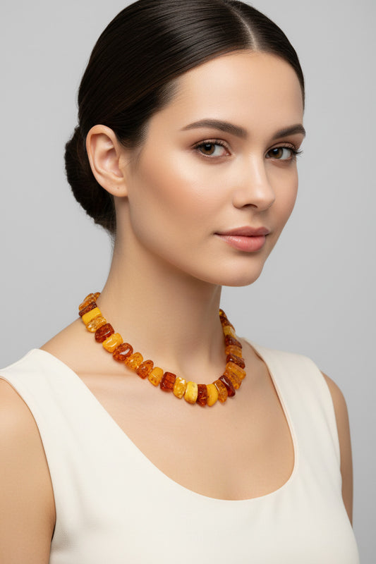 Unique amber necklace – elegant necklace 44 cm