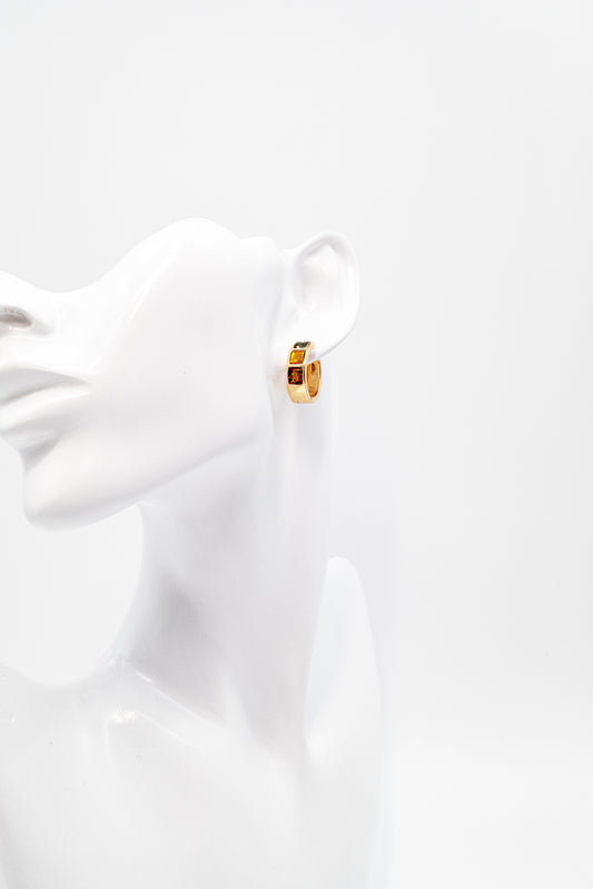 Feine Bernstein-Ohrringe vergoldet 1,3 cm