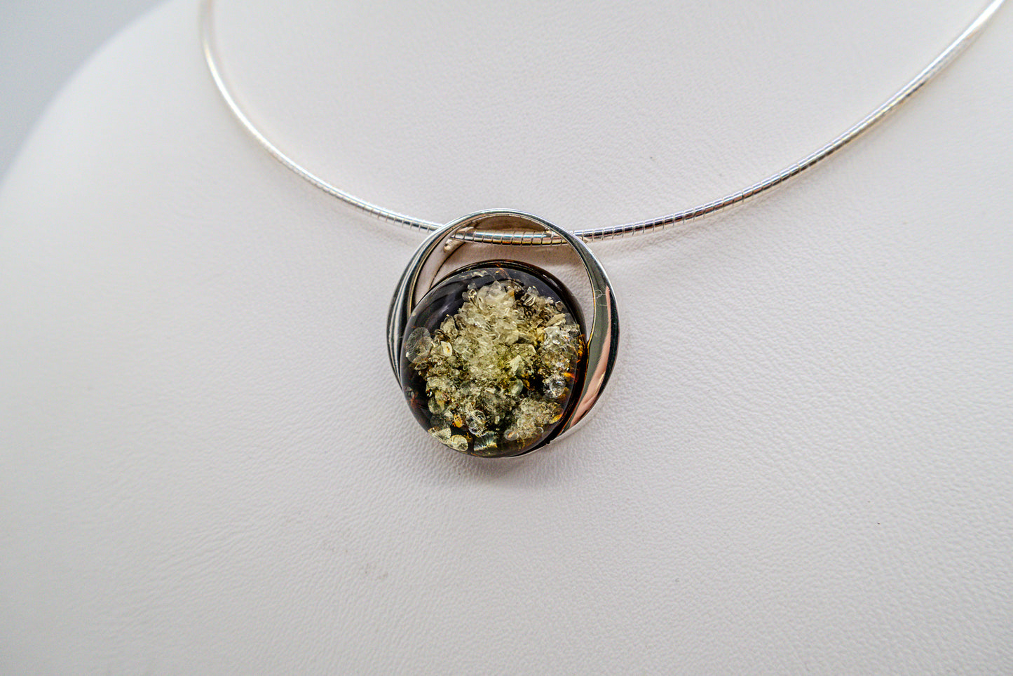 Silver unique jewelry – high-quality amber pendant