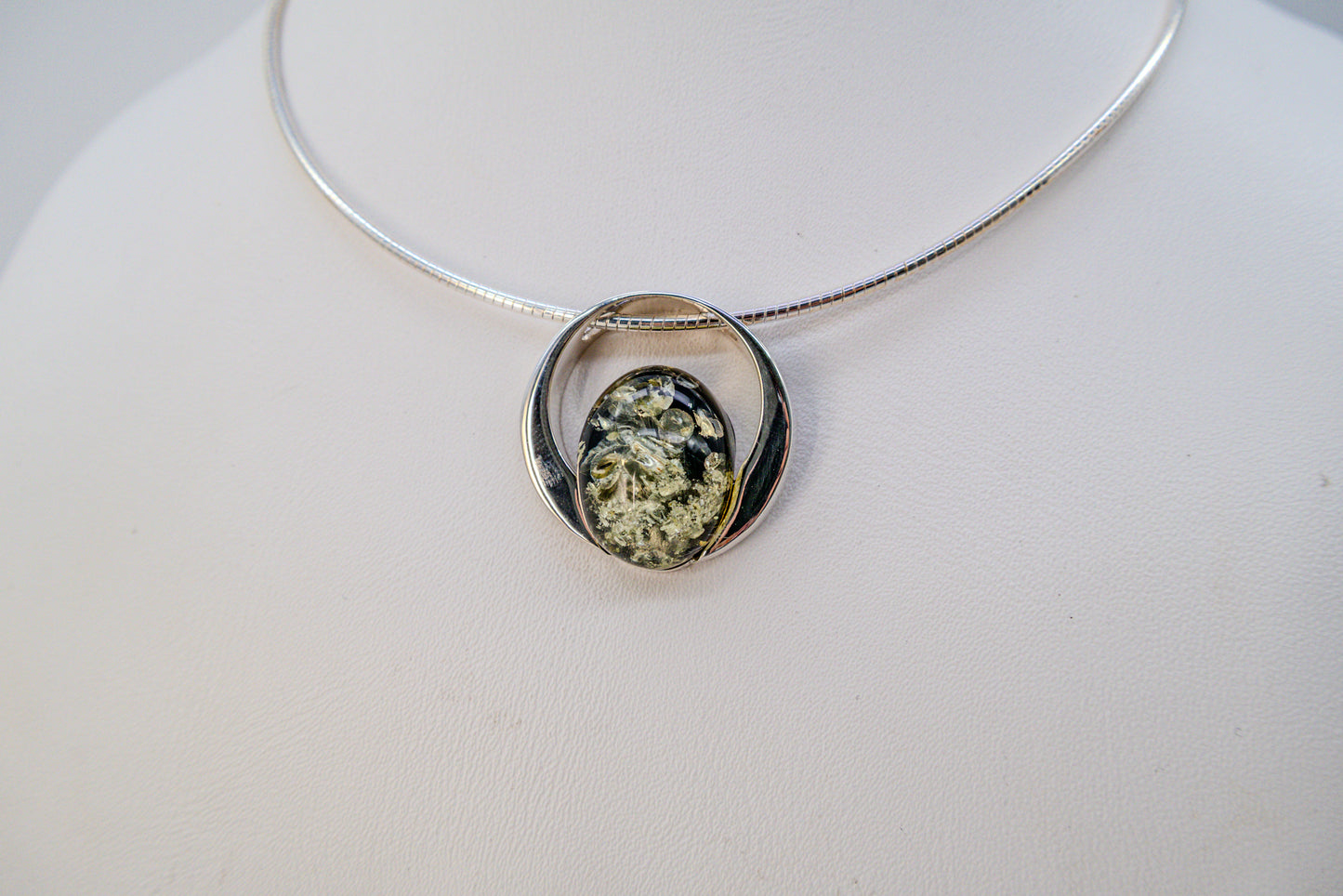 Silver unique jewelry – high-quality amber pendant
