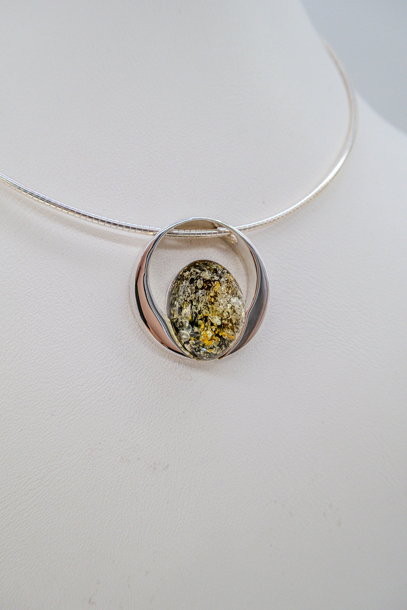 Silver unique jewelry – high-quality amber pendant
