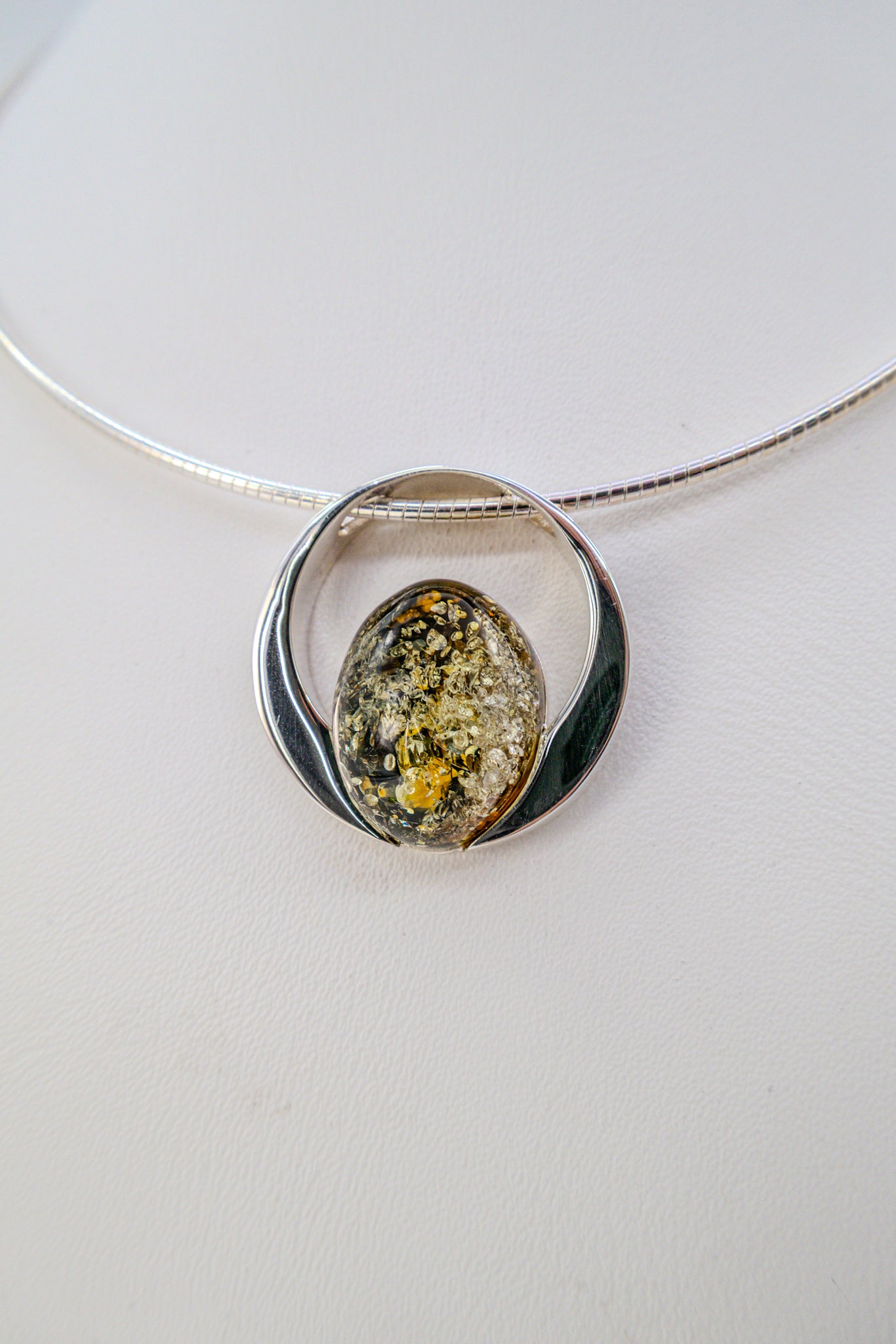 Silver unique jewelry – high-quality amber pendant
