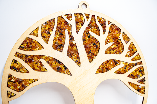 Wandbild Baum des Lebens mit echtem Bernstein