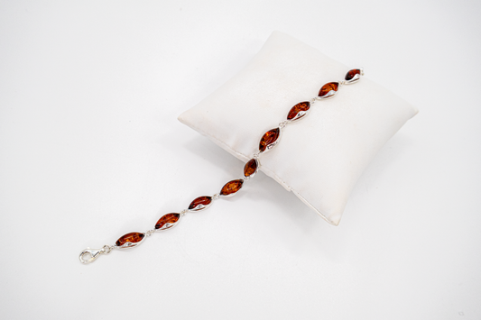 Armband mit grünem, gelbem & cognacfarbenem Bernstein