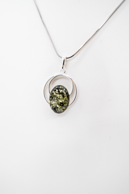 Ovaler Bernsteinschmuck Damen – Unikat Design