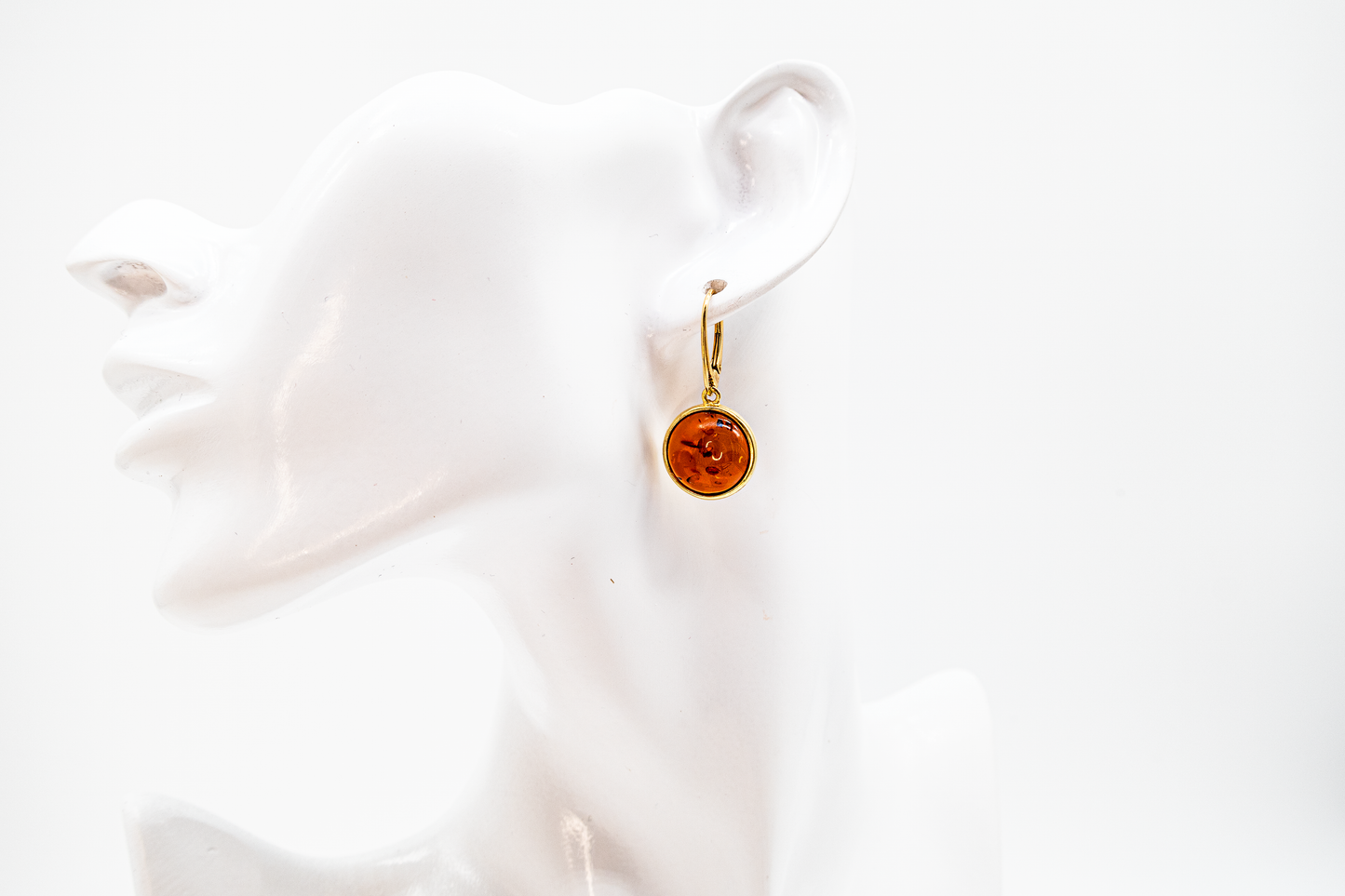Amber round earrings – gold-plated earrings for women