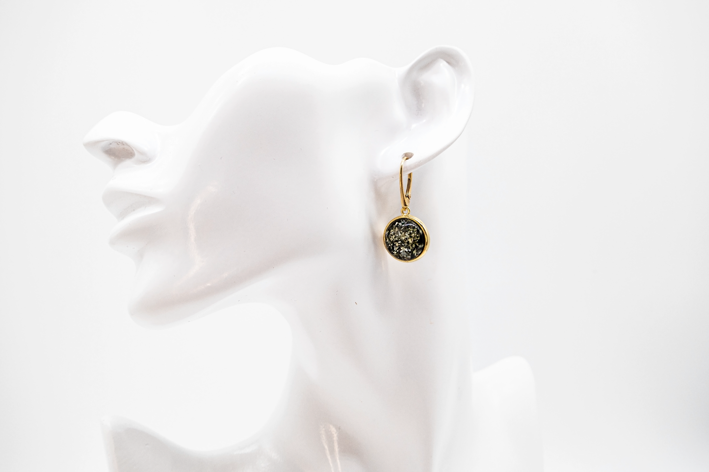Amber round earrings – gold-plated earrings for women