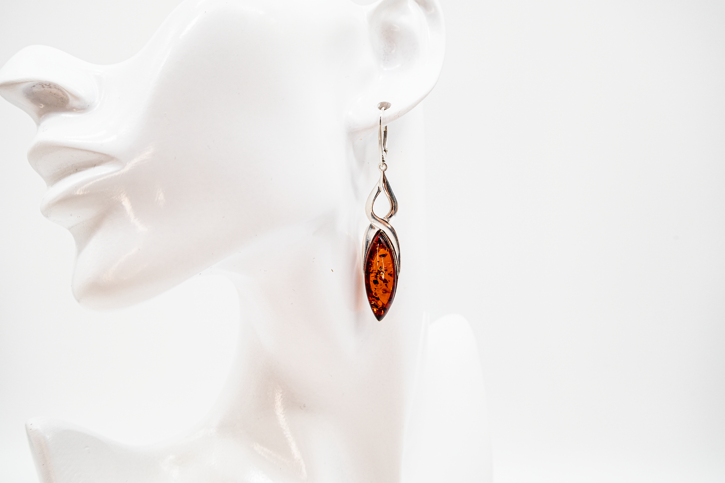 Long earrings for women – silver &amp; amber exclusive