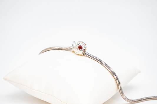 Fisch Charm Silber mit Bernstein – Anhänger für Armband