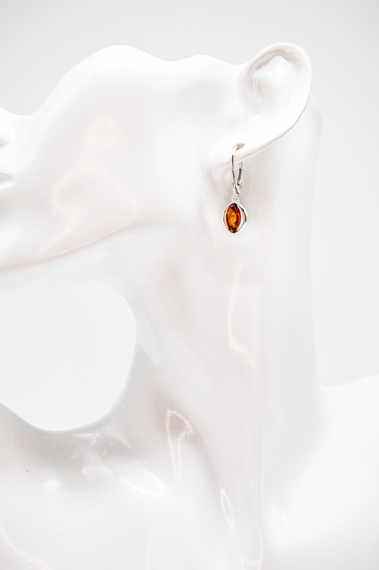 Ovale Fassung, Cognac‑Bernstein – 925 Sterling Silber