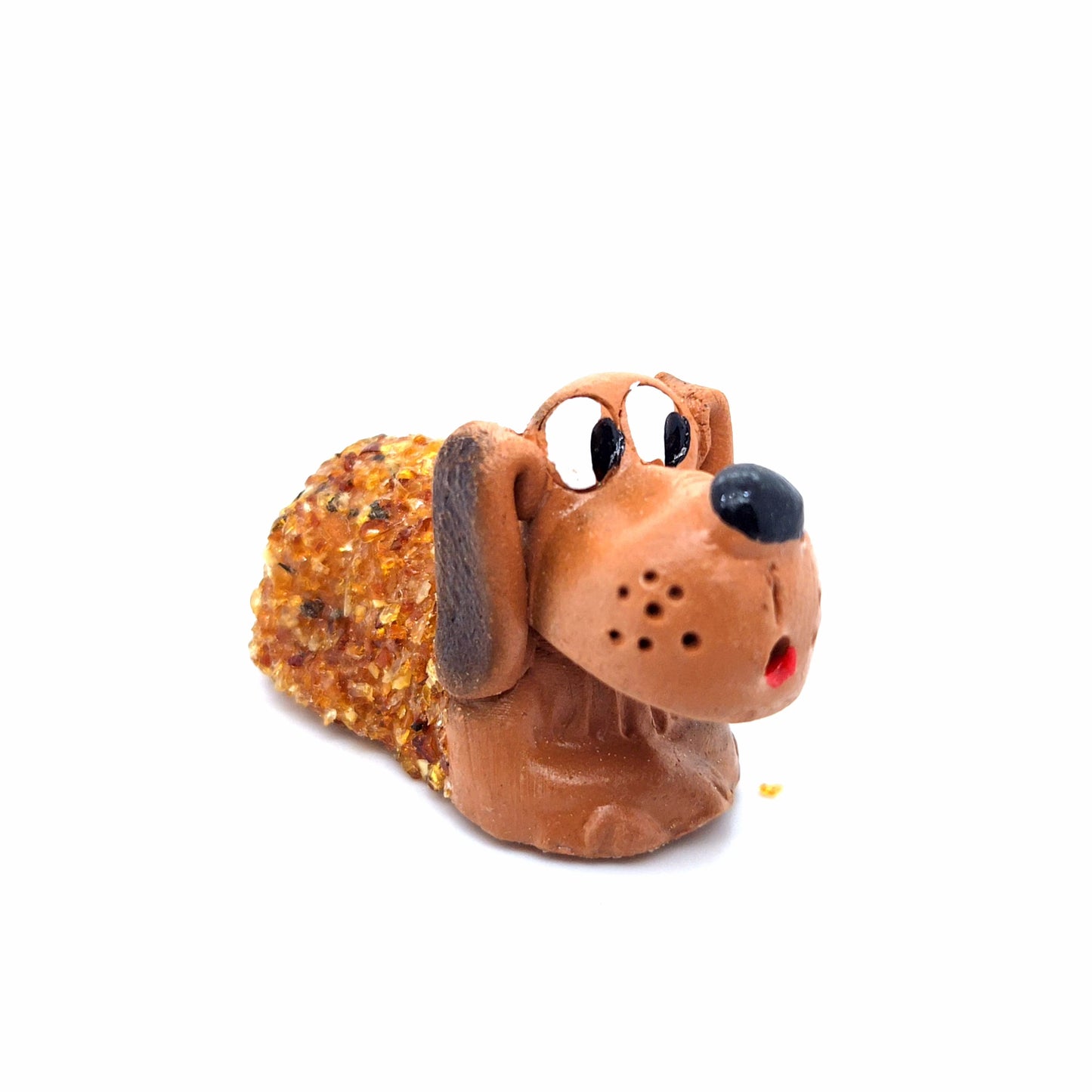 Keramik-Hund mit Bernstein-Applikation