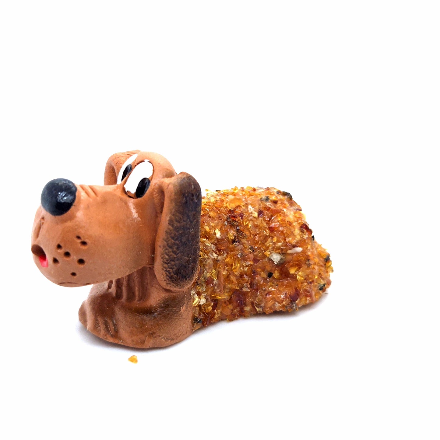 Keramik-Hund mit Bernstein-Applikation