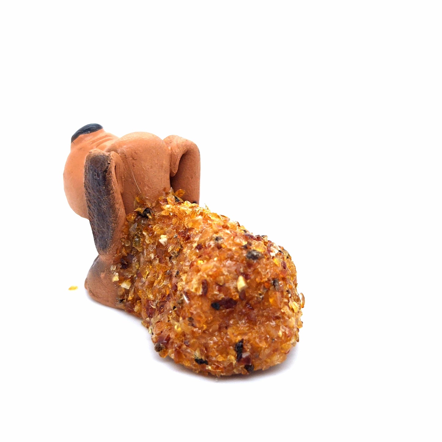 Keramik-Hund mit Bernstein-Applikation