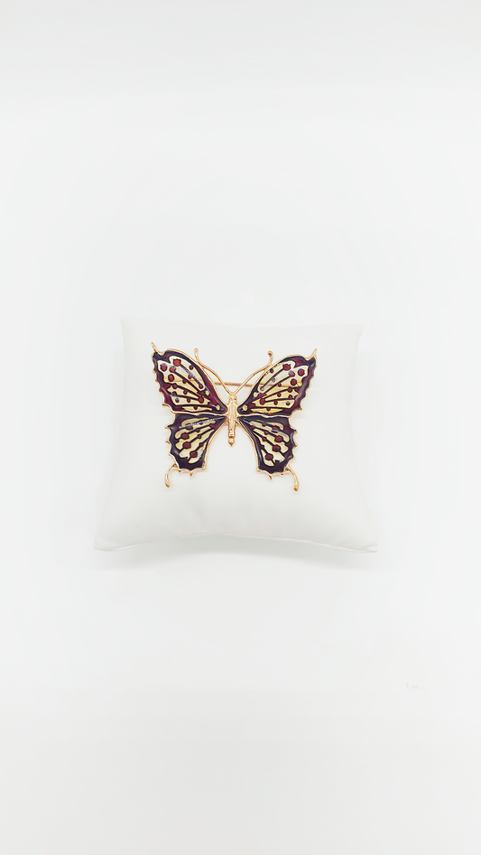 Schmetterlings-Brosche aus 925er Sterlingsilber mit Bernstein