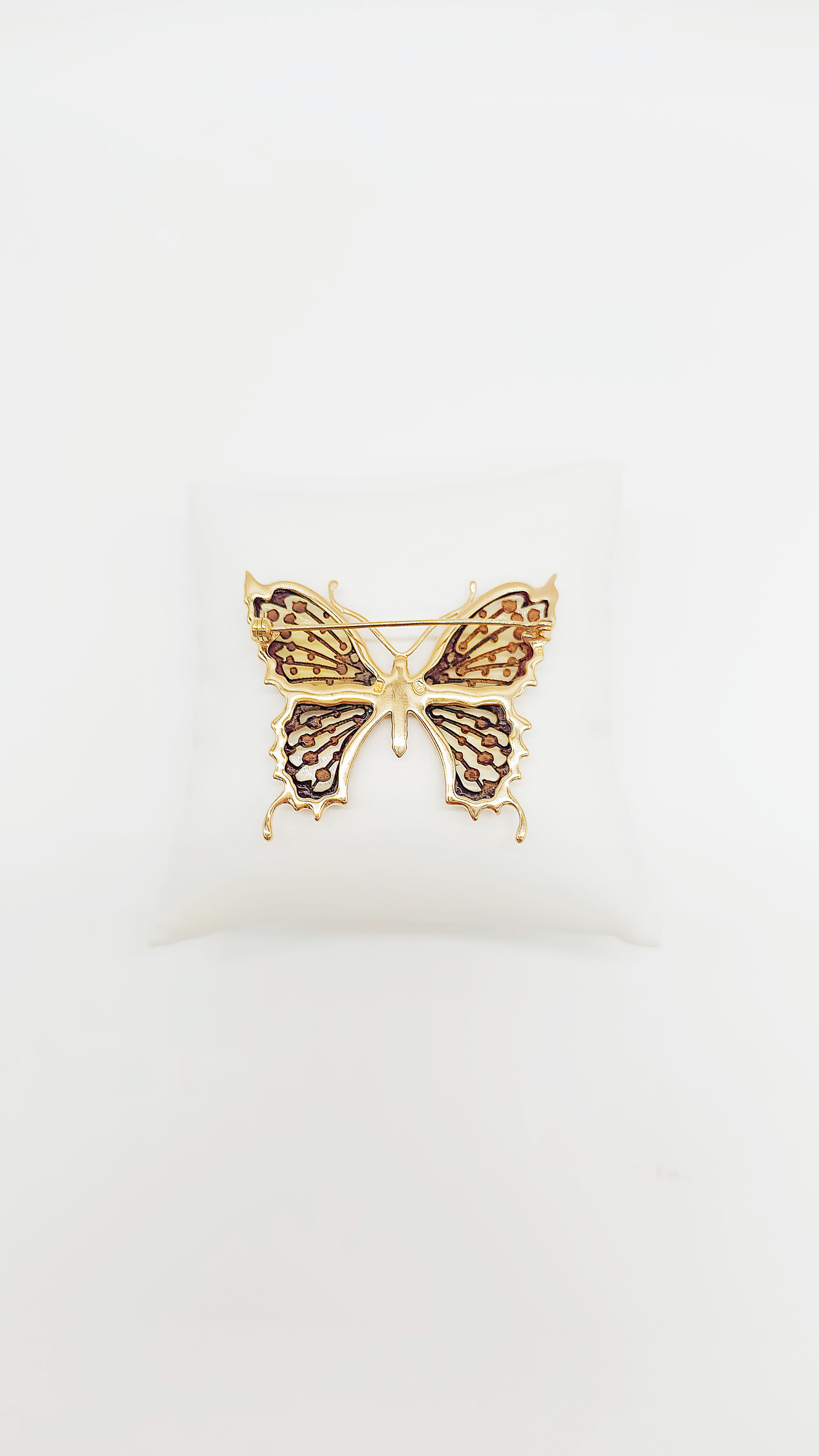 Schmetterlings-Brosche aus 925er Sterlingsilber mit Bernstein