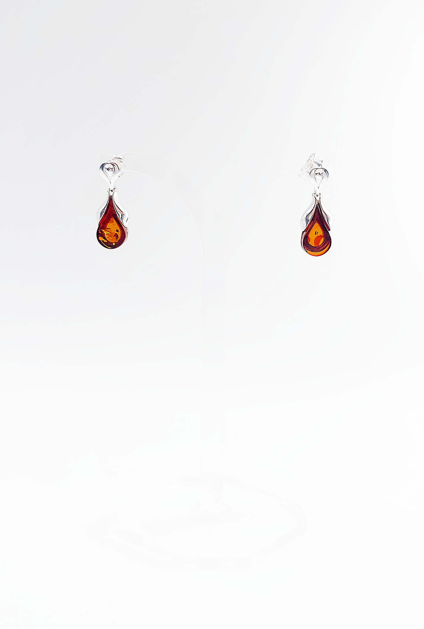 Drop amber earrings made of 925 sterling silver