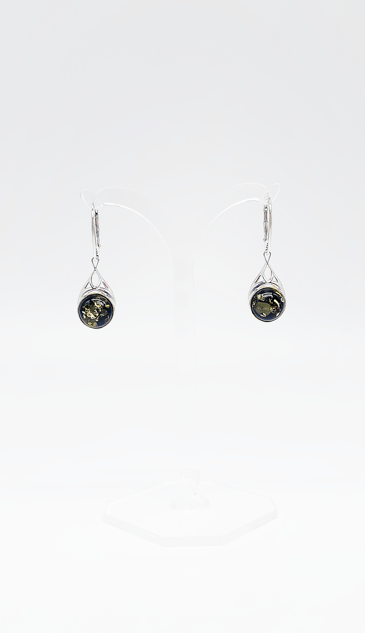 Modern amber earrings made of silver