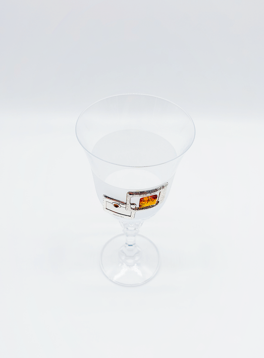 Elegantes Glas mit Bernstein und 925er Sterlingsilber Dekoration