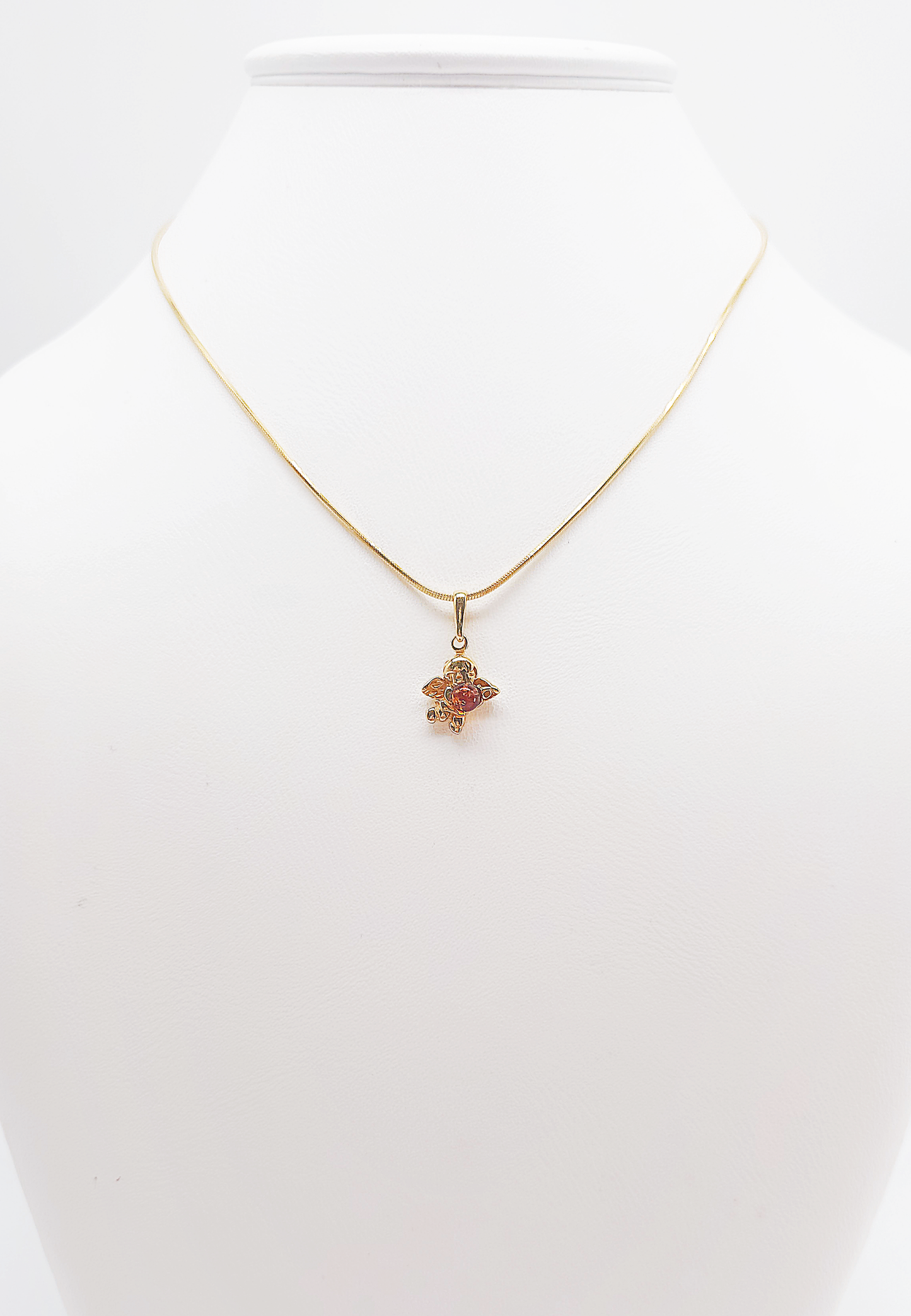 Vergoldeter Engel-Anhänger aus Silber und Bernstein