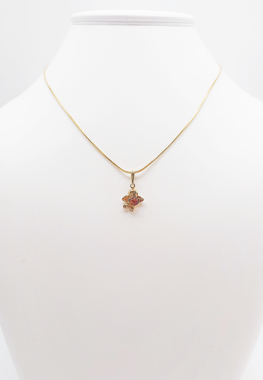 Gold-plated angel pendant made of silver and amber