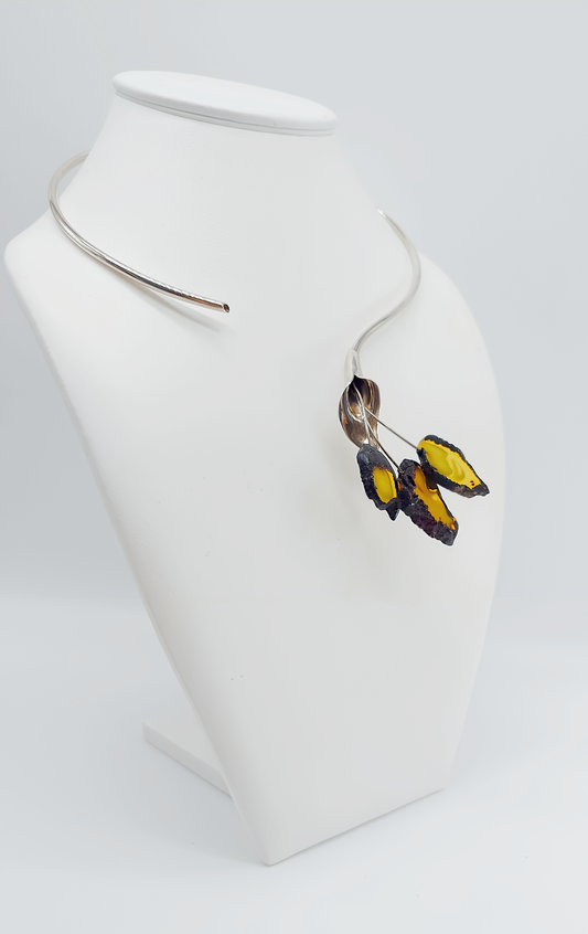 Design exclusif : Collier argent avec ambre