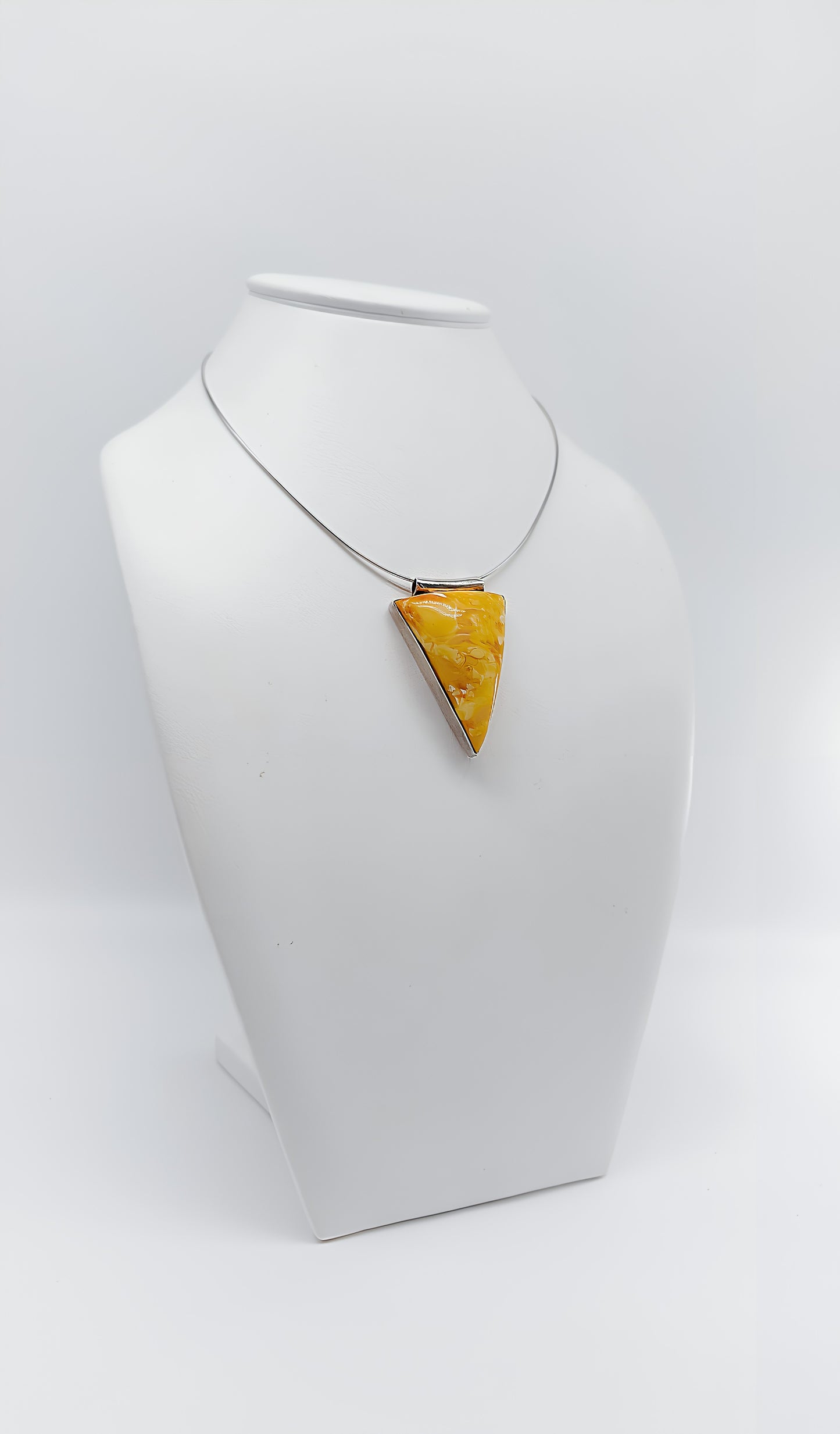 Geometric Sunshine: Amber Pendant in 925 Silver