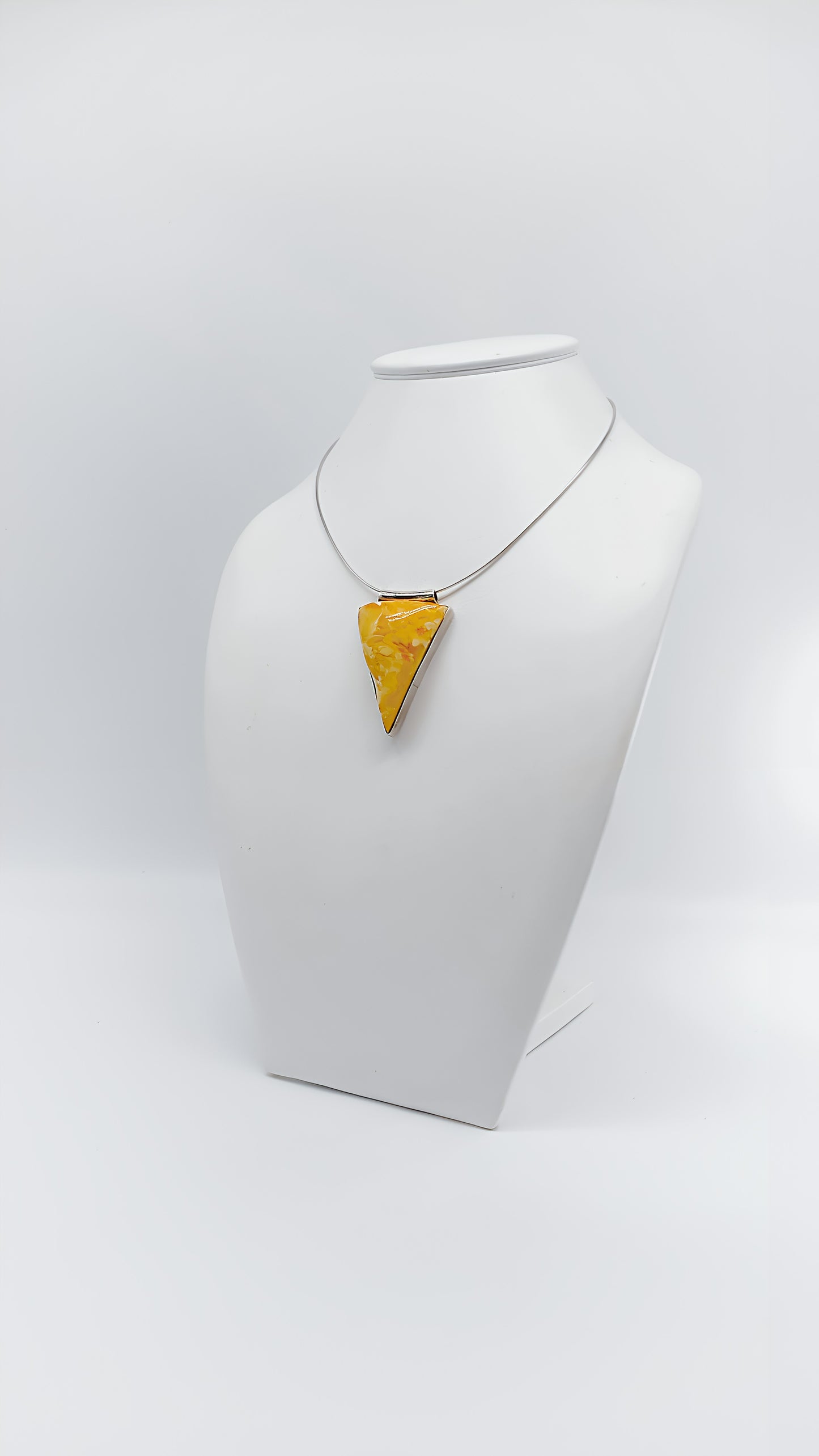 Geometric Sunshine: Amber Pendant in 925 Silver