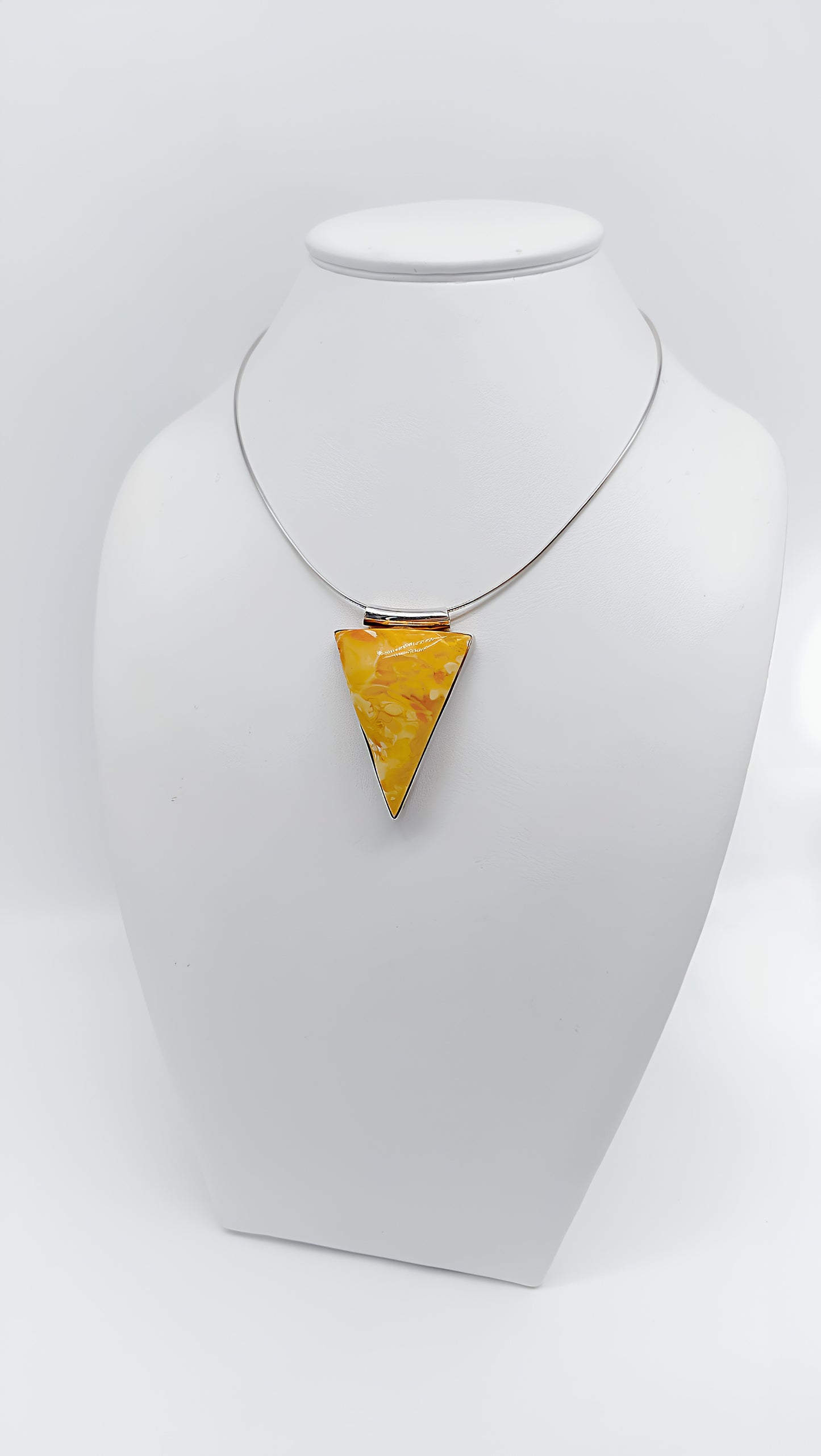 Geometric Sunshine: Amber Pendant in 925 Silver