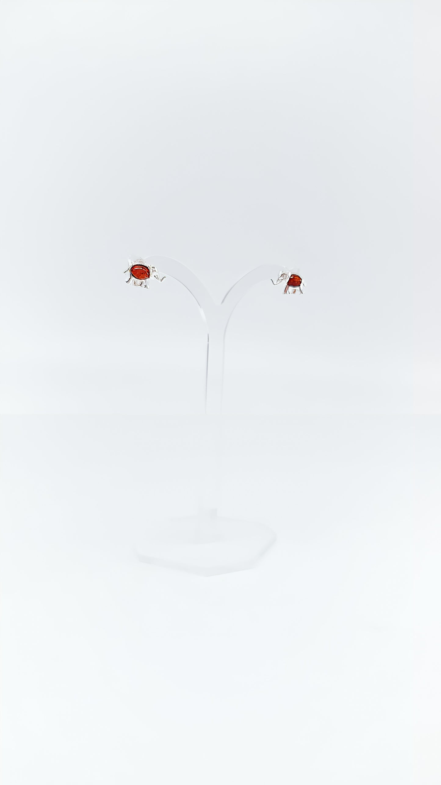 Cute elephant earrings made of 925 silver and amber