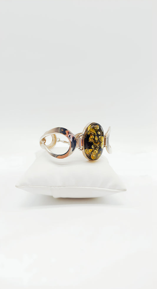 Majestätischer Bernstein-Armreif in Sterlingsilber